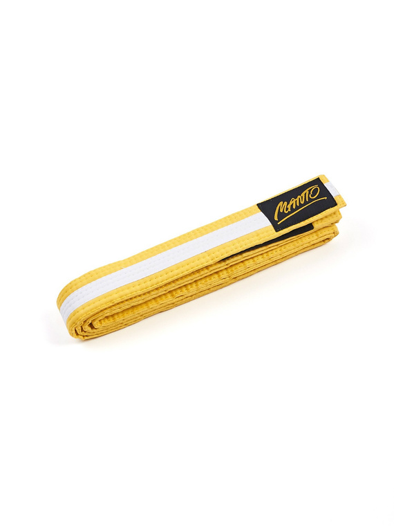 MANTO kids belt BJJ TAG yellow with white stripe