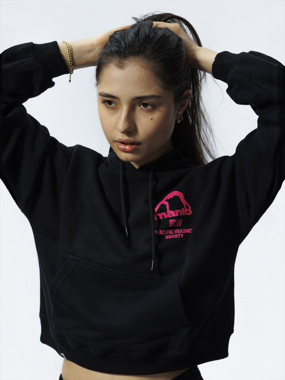 MANTO Damen-Cropped-Hoodie SOCIETY schwarz