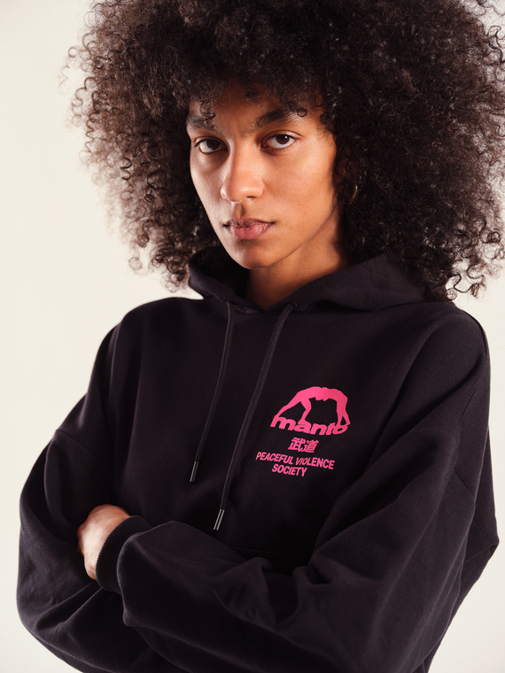 MANTO Damen-Cropped-Hoodie SOCIETY schwarz