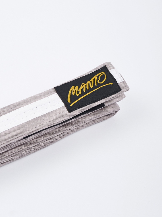 MANTO kids belt BJJ TAG gray with white stripe