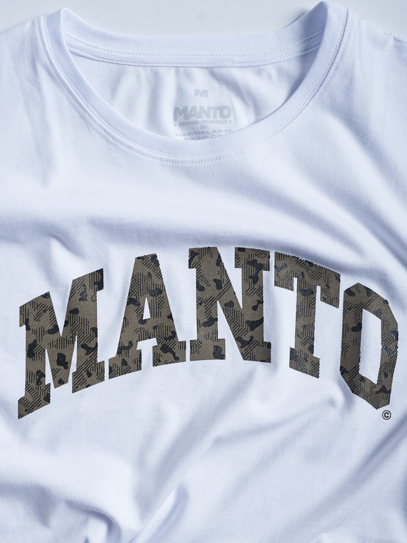MANTO t-shirt VARSITY CAMO  OVERSIZE weiss