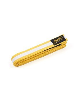MANTO kids belt BJJ TAG yellow with white stripe