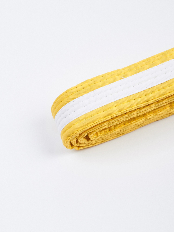 MANTO kids belt BJJ TAG yellow with white stripe