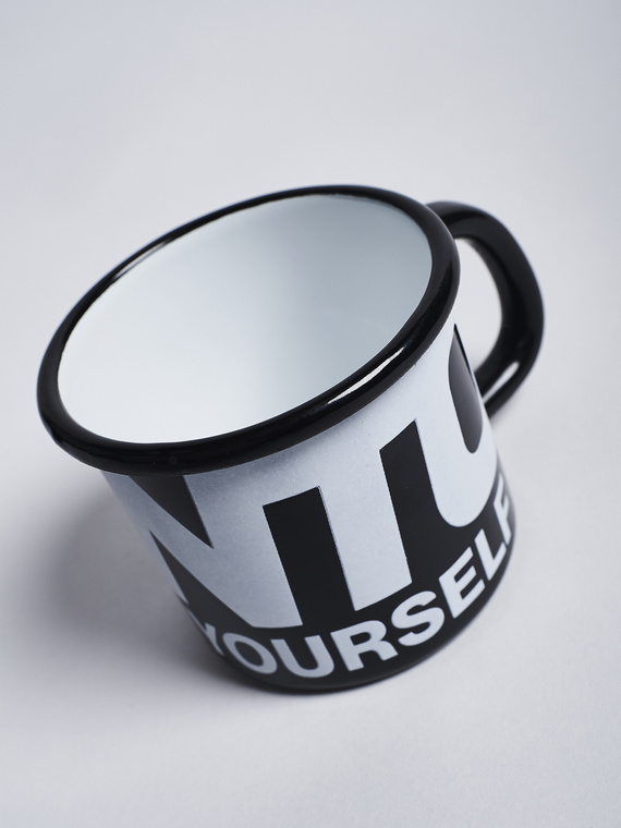 MANTO enamel mug LOGOTYPE black